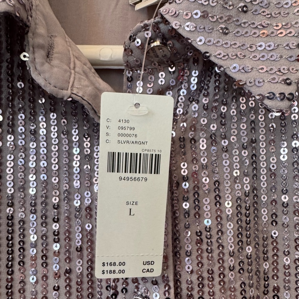 NWT Size L - The Bettina Tiered Shirt Dress by Maeve: Mini Sequin Edition - Picture 16 of 16